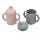 Ποτηράκι σιλικόνης με χερούλια Dusty Rose 120ml - Image 2