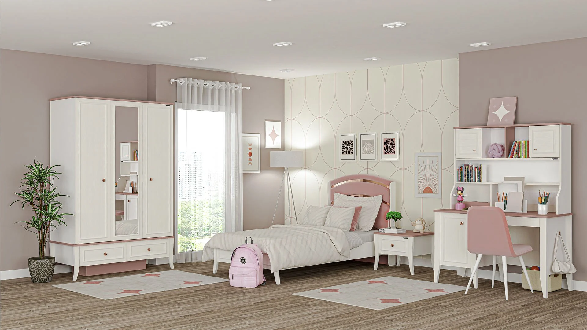 1 (1) Γραφείο Ruby με ράφια - Image 2