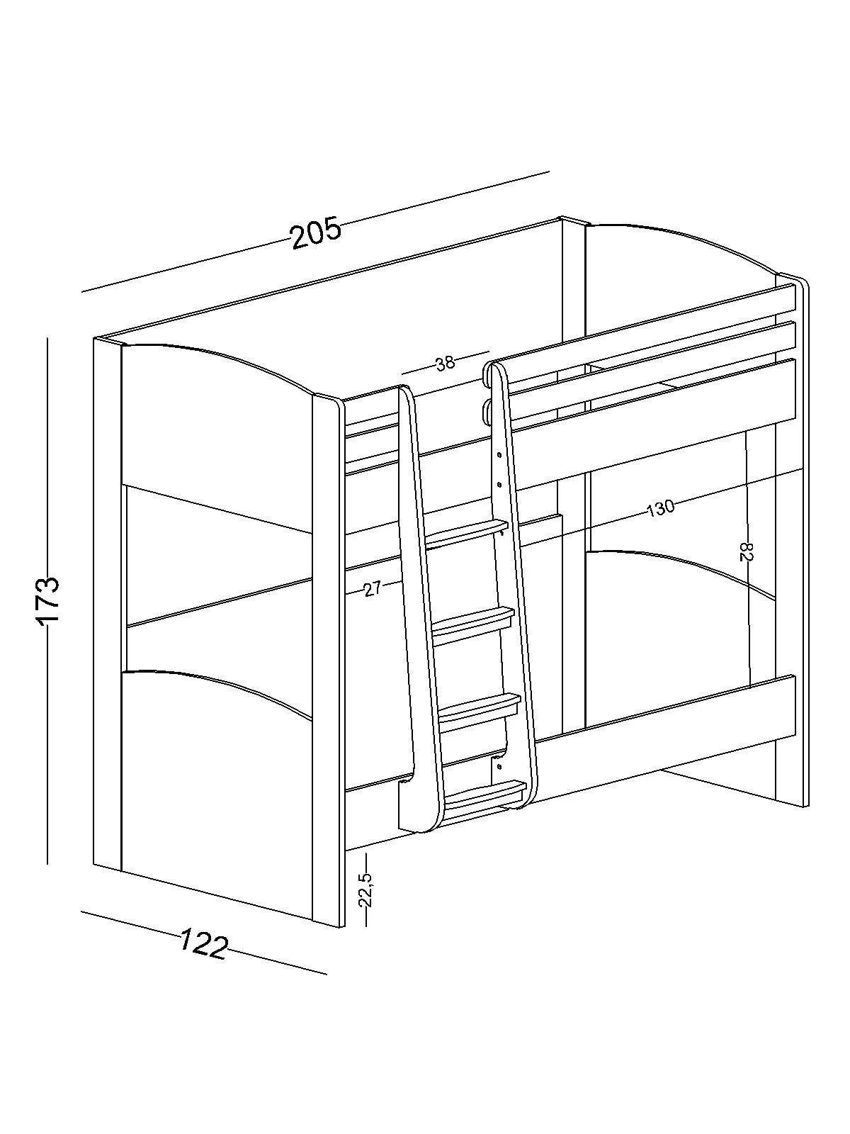 gloria-diastaseis GLORIA- Κουκέτα  για στρώματα 200x100 εκ. με συρόμενο έξτρα κρεβάτι - Image 9