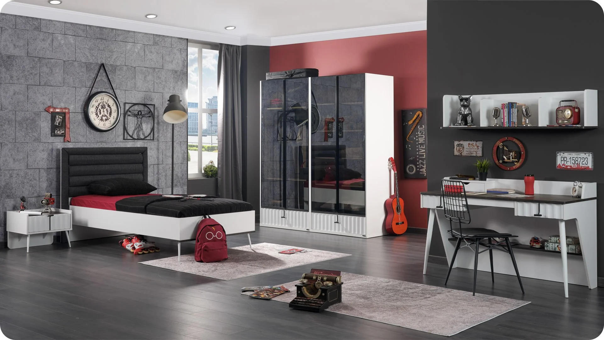 cool4 Δίφυλλη ντουλάπα με γυάλινη πόρτα και ράφια Cool - Image 3